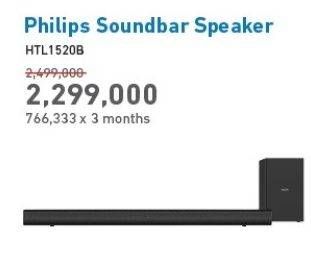 Promo Harga PHILIPS HTL-1520B Bluetooth 2.1 Soundbar  - Electronic City