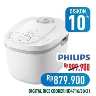 Promo Harga Philips 3000 Series Philips Digital Rice Cooker HD4716 /30, /31  - Hypermart