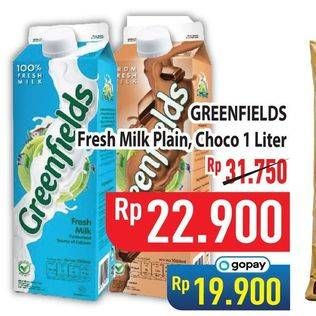 Promo Harga Greenfields Fresh Milk Full Cream, Choco Malt 1000 ml - Hypermart
