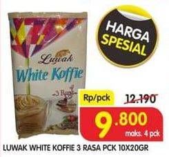 Promo Harga Luwak White Koffie per 10 sachet 20 gr - Superindo