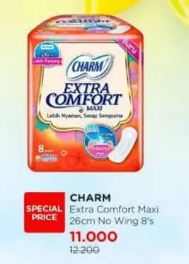 Promo Harga Charm Extra Comfort Maxi Long NonWing 26cm 8 pcs - Watsons