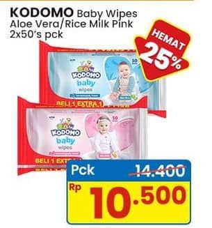 Promo Harga Kodomo Baby Wipes Rice Milk Pink, Classic Blue 50 pcs - Indomaret