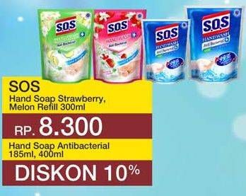 Promo Harga SOS Hand Soap Melon, Strawberry 300 ml - Yogya
