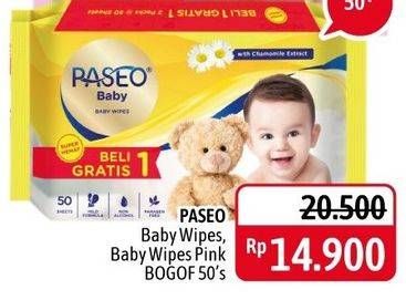 Promo Harga PASEO Baby Wipes With Chamomile Extract, With Jojoba Oil 50 sheet - Alfamidi