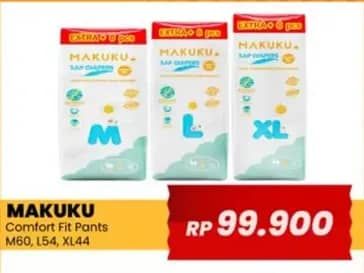 Promo Harga Makuku Comfort Fit Diapers Pants M60+6, L54+6, XL44+6 50 pcs - Yogya
