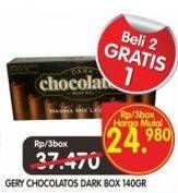 Promo Harga CHOCOLATOS Wafer Roll Dark per 3 box 140 gr - Superindo
