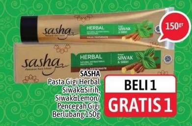 Promo Harga SASHA Toothpaste Pencegah Gigi Berlubang, Halal Antibacterial 150 gr - Alfamidi