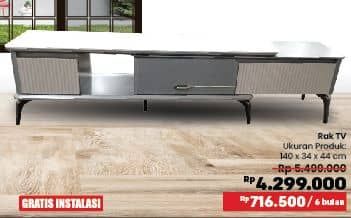 Courts Cassy Rak TV  Diskon 21%, Harga Promo Rp4.299.000, Harga Normal Rp5.499.000, Cicilan : Rp 716.500/6 bulan

Ukuran Produk : 140 x 34 x 44 cm

GRATIS INSTALASI