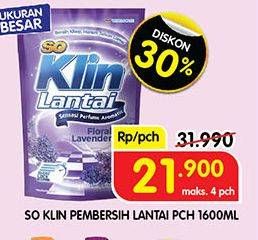 Promo Harga So Klin Pembersih Lantai 1600 ml - Superindo