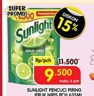 Promo Harga Sunlight Pencuci Piring Jeruk Nipis 100 650 ml - Superindo