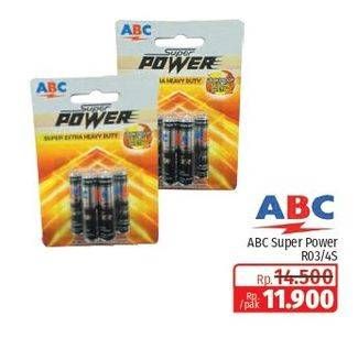 Promo Harga ABC Battery Super Power R03/AAA 4 pcs - Lotte Grosir