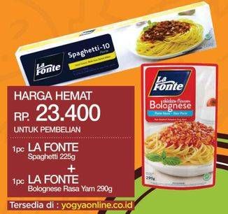 Promo Harga Spaghetti 225g + Bolognese Rasa Yam 290g  - Yogya