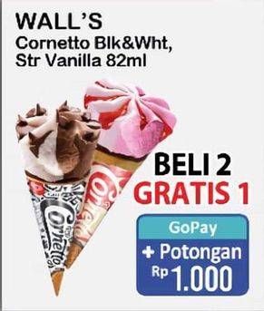 Promo Harga Walls Cornetto Black White, Strawberry Vanilla 82 ml - Alfamart