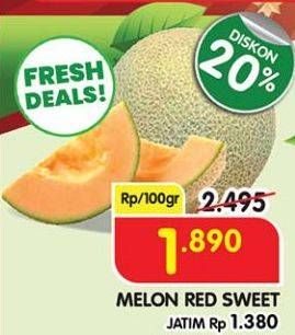 Promo Harga Melon Red Sweet per 100 gr - Superindo