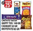 Chitato Snack Potato Chips/Happy Tos Tortilla Chips/Cadbury Dairy Milk/Mister Potato Snack Crisps