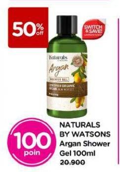 Promo Harga Naturals By Watsons Shower Gel Argan 100 ml - Watsons
