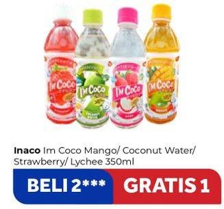 Promo Harga INACO Im Coco Drink Mango, Coconut Water, Strawberry, Lychee 350 ml - Carrefour