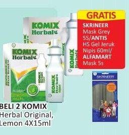 Promo Harga KOMIX Herbal Obat Batuk Lemon, Original per 2 box 4 pcs - Alfamart