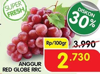 Promo Harga Anggur Red Globe RRC per 100 gr - Superindo