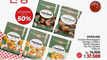 Promo Harga Riverland Chicken/ Beef Nugget/ Karage Chicken/ Bonito Karage/ Kici-kici Chicken 500g/pc  - LotteMart