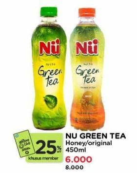 Promo Harga NU Green Tea Honey, Original 450 ml - Watsons