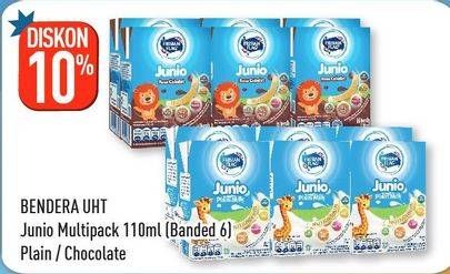 Promo Harga FRISIAN FLAG Susu UHT Junio Plain, Cokelat per 6 pcs 110 ml - Hypermart