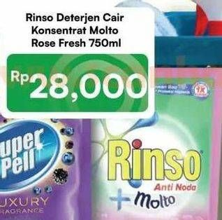 Promo Harga Rinso Liquid Detergent + Molto Pink Rose Fresh 750 ml - Carrefour