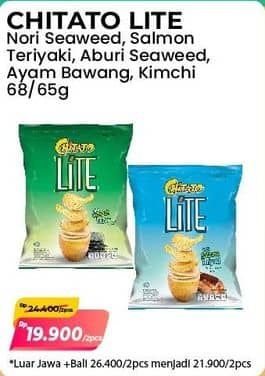 Promo Harga Chitato Lite Snack Potato Chips Seaweed, Salmon Teriyaki, Aburi Seaweed, Ayam Bawang, Kimchi 65 gr - Alfamart