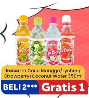 Promo Harga Inaco Im Coco Drink Mango, Lychee, Strawberry, Coconut Water 350 ml - Carrefour