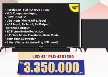 Promo Harga POLYTRON PLD 43B1550 LED TV  - Hari Hari