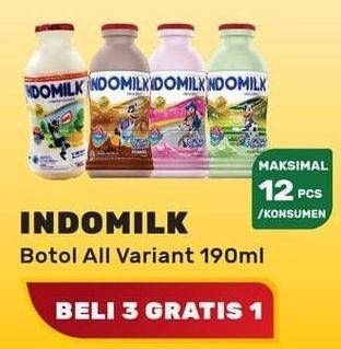 Promo Harga INDOMILK Susu Cair Botol Cokelat, Melon, Stroberi, Vanilla Marie 190 ml - Yogya