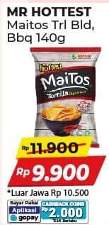 Promo Harga Mr Hottest Maitos Tortilla Chips Jagung BBQ, Sambal Balado 140 gr - Alfamart