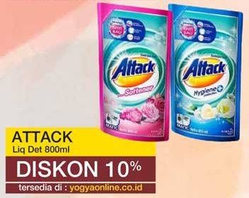 Promo Harga ATTACK Detergent Liquid Hygiene Plus Protection, Plus Softener 800 ml - Yogya