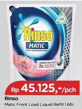 Promo Harga RINSO Detergent Matic Liquid Front Load 1600 ml - TIP TOP