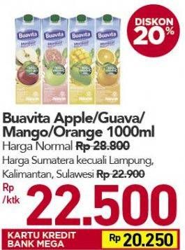 Promo Harga BUAVITA Fresh Juice Apple, Guava, Mango, Orange 1000 ml - Carrefour