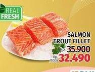 Promo Harga Salmon Fillet Trout per 100 gr - LotteMart