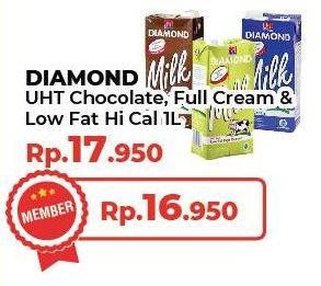 Promo Harga Diamond Milk UHT Chocolate, Full Cream, Low Fat High Calcium 1000 ml - Yogya