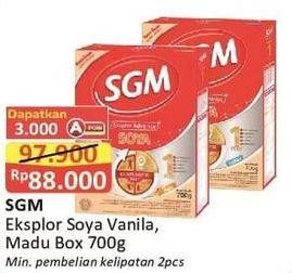 Promo Harga SGM Eksplor Soya 1-5 Susu Pertumbuhan Madu, Vanila 700 gr - Alfamart