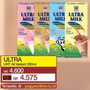 Promo Harga Ultra Milk Susu UHT All Variants 200 ml - Yogya
