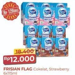 Promo Harga Frisian Flag Susu UHT Milky Zuzhu Zazha Chocolate, Strawberry per 6 tpk 115 ml - Alfamart