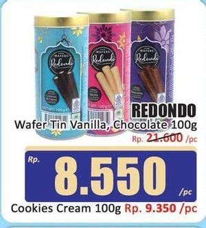 Promo Harga Redondo Wafer Chocolate, Vanilla 100 gr - Hari Hari