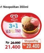 Promo Harga WALLS Ice Cream Neopolitana 350 ml - Alfamart