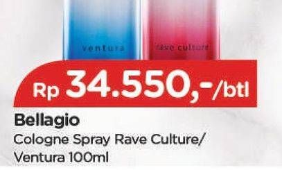 Promo Harga BELLAGIO Spray Cologne (Body Mist) Rave Culture, Ventura 100 ml - TIP TOP