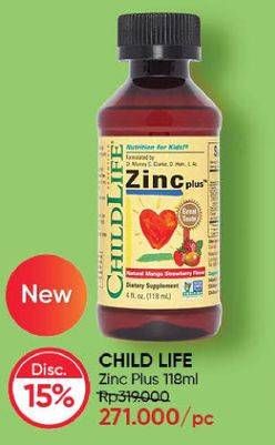 Promo Harga CHILD LIFE Zinc Plus 118 ml - Guardian