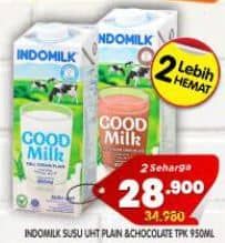 Promo Harga Indomilk Susu UHT Full Cream Plain, Cokelat 950 ml - Superindo