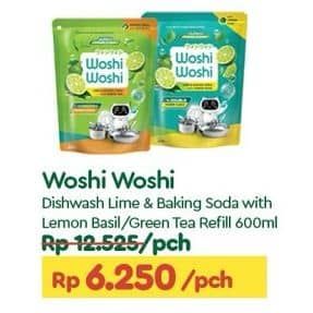 Promo Harga Woshi Woshi Dishwash  Green Tea, Lime Lemon Basil 600 ml - TIP TOP