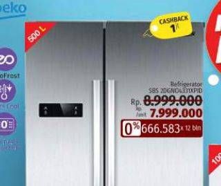 Promo Harga BEKO Refrigerator SBS 2DGN04331XPID  - LotteMart