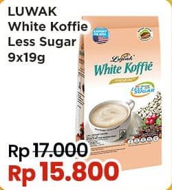 Promo Harga Luwak White Koffie Less Sugar per 9 sachet 20 gr - Indomaret