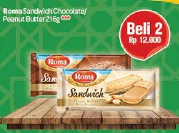 Promo Harga Roma Sandwich Coklat/Peanut Butter  - Carrefour