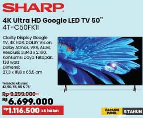 Promo Harga Sharp 4T-C50FK1 | 4K Ultra HD Google LED 50 Inch  - COURTS